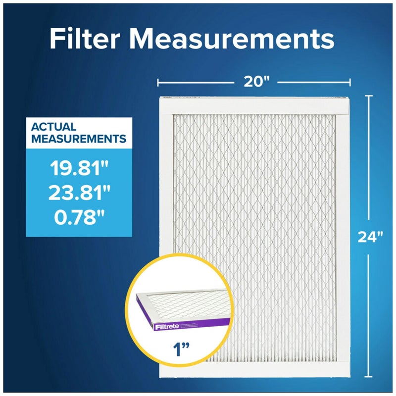Filtrete 20x24x1 AC Furnace Air Filter, MERV 12, MPR 1500, CERTIFIED asthma & allergy friendly, 3 Month Pleated 1-Inch Electrostatic Air Cleaning Filter, 6-Pack (Actual Size 19.81x23.81x0.78 in) - Image 2